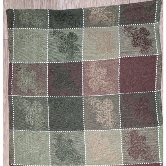 Handmade Fall Autumn Thanksgiving Table Runner Long Green Brown 72 X 13 inches - Picture 3 of 4